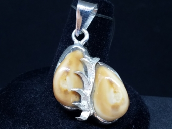 Double Elk Tooth pendant with antler between
